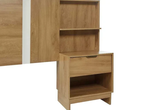 Cabeceira De Cama Extensivel Com Mesas De Cabeceira 140/160 Cm Cor Natural - Novoli