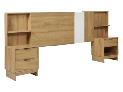Cabeceira De Cama Extensivel Com Mesas De Cabeceira 140/160 Cm Cor Natural - Novoli