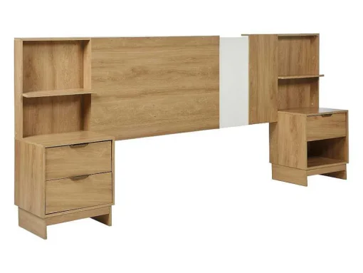 Cabeceira De Cama Extensivel Com Mesas De Cabeceira 140/160 Cm Cor Natural - Novoli