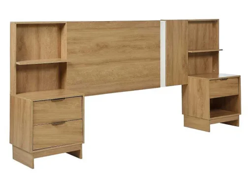 Cabeceira De Cama Extensivel Com Mesas De Cabeceira 140/160 Cm Cor Natural - Novoli