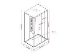 Cabine De Duche De Hidromassagem Retangular, Instalacao Reversivel, C120 X L80 X A215 Cm - Sulipa