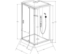 Cabine De Duche De Hidromassagem Primea - 2 Zonas Com Jatos De Massagem - C90 X L90 X A215 Cm - Funcao Chuva Tropical E Cabeca De Chuveiro