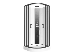 Cabine De Duche Quarto De Circulo, Altura Ajustavel, C80 X L80 X A213/232 Cm Preto E Branco - Rovata