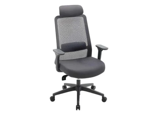 Cadeira De Escritório Ergonomica Profissional Em Nylon E Tecido Cor Cinza - Bankano
