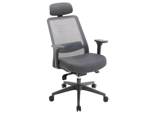 Cadeira De Escritório Ergonomica Profissional Em Nylon E Tecido Cor Cinza - Bankano
