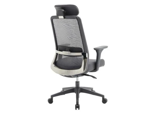 Cadeira De Escritório Ergonomica Profissional Em Nylon E Tecido Cor Cinza - Bankano