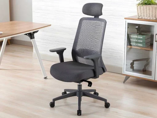 Cadeira De Escritório Ergonomica Profissional Em Nylon E Tecido Cor Cinza - Bankano