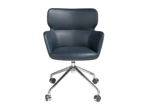 Cadeira De Escritório Giratoria Azul Com Apoios De Bracos E Pernas De Aco 4110