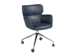 Cadeira De Escritório Giratoria Azul Com Apoios De Bracos E Pernas De Aco 4110