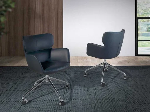 Cadeira De Escritório Giratoria Azul Com Apoios De Bracos E Pernas De Aco 4110
