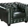 Cadeirão 100% Pele De Bufalo Verde Imperial Estilo Chesterfield - Brenton