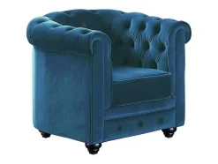 Cadeirão Chesterfield - Veludo Azul Esverdeado