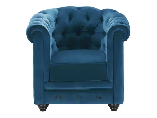 Cadeirão Chesterfield - Veludo Azul Esverdeado