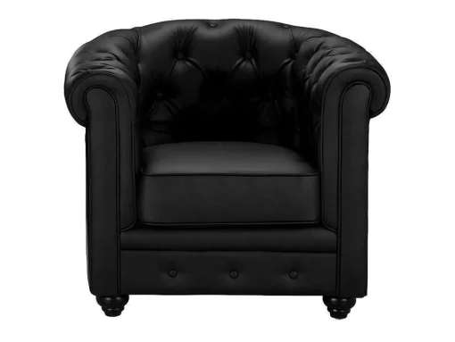 Cadeirão Em Pele Sintética Preto - Chesterfield