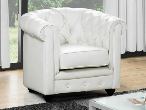 Cadeirão Em Pele Sintética Branco - Chesterfield