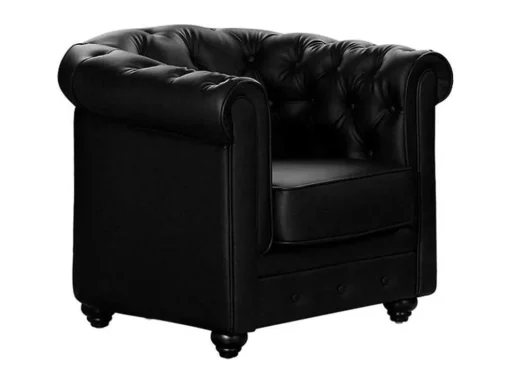 Cadeirão Em Pele Sintética Preto - Chesterfield