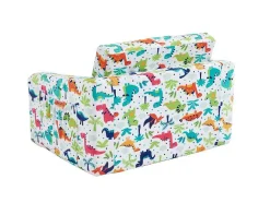 Cadeirão Para Criança Em Veludo Branco Motivos Dinossauros - Almagro