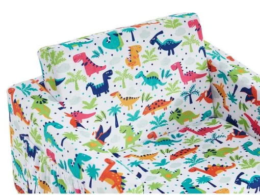 Cadeirão Para Criança Em Veludo Branco Motivos Dinossauros - Almagro