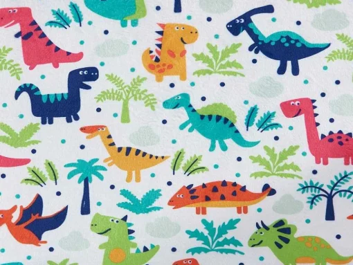 Cadeirão Para Criança Em Veludo Branco Motivos Dinossauros - Almagro