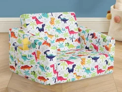 Cadeirão Para Criança Em Veludo Branco Motivos Dinossauros - Almagro