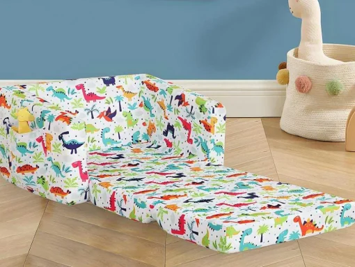 Cadeirão Para Criança Em Veludo Branco Motivos Dinossauros - Almagro