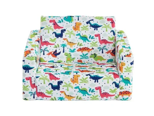 Cadeirão Para Criança Em Veludo Branco Motivos Dinossauros - Almagro