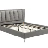Cama 160 X 200 Cm Com Cabeceira De Cama Acolchoada Tecido Cinzento - Funiti
