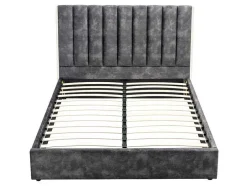 Cama 140 X 190 Cm Com Cabeceira De Cama Costuras Verticais Veludo Antracite - Feroya