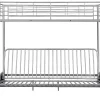 Cama Alta 90 X 190 Cm Com Banco Convertivel Metal Prateado + Futon Preto - Modulo V