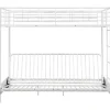 Cama Alta 90 X 190 Cm Com Banco Convertivel Em Metal Branco E Futon Preto - Modulo V