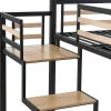 Cama Alta 140 X 200 Cm Metal E Mdf Preto E Natural + Colchão - Jogui