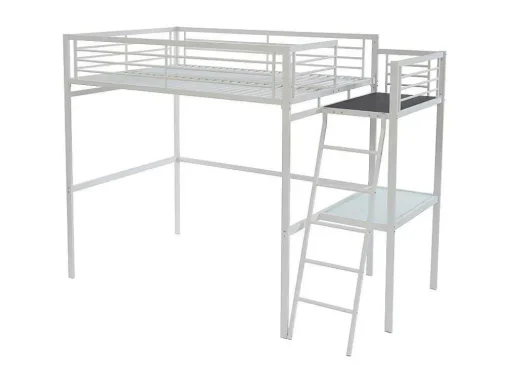 Cama Alta Casual Ii - 140 X 190 Cm - Tampo De Secretária - Branco