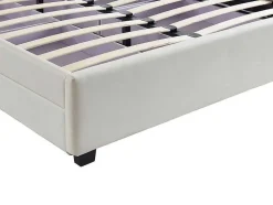 Cama Com Arrumação De 140X190Cm Em Pele Sintética Branca Com Leds - Alois