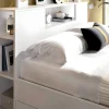 Cama Com Cabeceira De Arrumação E Gavetas Disponivel Em Branco - 140X190Cm - Leandre