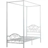 Cama Com Dossel 90X190Cm Em Metal Branco - Leyna