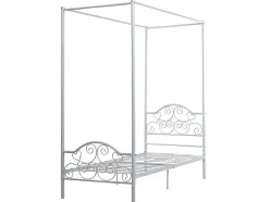 Cama Com Dossel 90X190Cm Em Metal Branco - Leyna