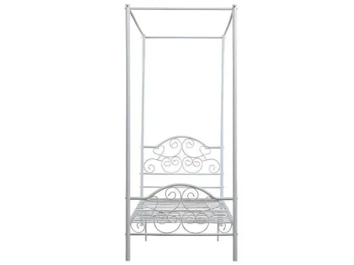 Cama Com Dossel 90X190Cm Em Metal Branco - Leyna