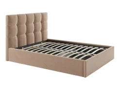 Cama Com Espaco De Arrumação 140X190 Cm Veludo Bege - Mirdal De Pascal Morabito
