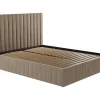 Cama Com Espaco De Arrumação 160 X 200 Cm Com Cabeceira De Cama Costuras Verticais Veludo Taupe + Colchão - Larali