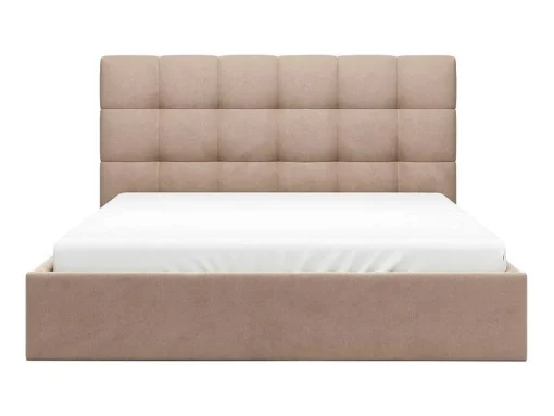 Cama Com Espaco De Arrumação 160X200 Cm Veludo Bege + Colchão - Mirdal De Pascal Morabito