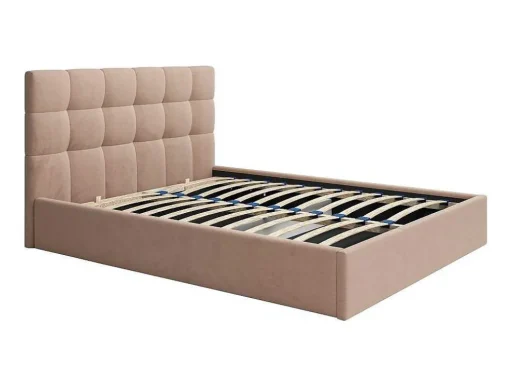 Cama Com Espaco De Arrumação 160X200 Cm Veludo Bege + Colchão - Mirdal De Pascal Morabito