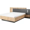 Cama Com Mesas De Cabeceira 160 X 200 Cm, 2 Gavetas E Leds Cor Natural E Antracite - Francoli