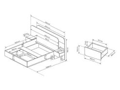 Cama Com Mesas De Cabeceira 160X200 Cm, Com Leds, Cor Natural E Branco - Desado