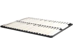 Cama Com Mesas De Cabeceira 160 X 200 Cm, 2 Gavetas, Com Leds, Cor Natural E Antracite + Estrado De Ripas - Francoli
