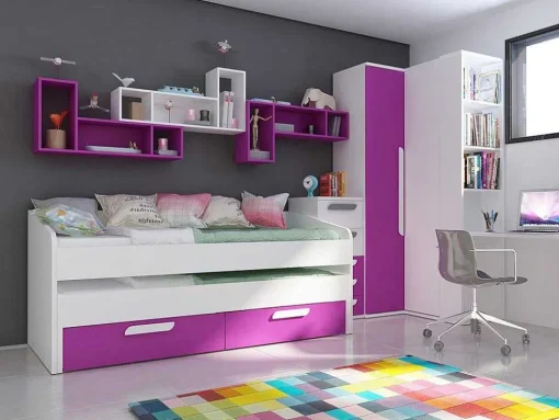 Cama Dupla Adams (190 90 Cm)(Fucsia)
