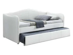 Cama Dupla Diva 2X90X190 Cm Em Pele Sintética Branco + Colchões - Mathilde
