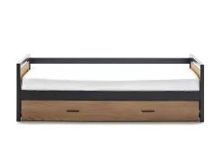 Cama Dupla Industrial 2X90X190 Cm Mdf, Pinho E Metal Castanho Noz E Antracite - Boston
