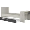 Cama Dupla 2X90X200 Cm, Com Secretária Cor Natural E Antracite - Vouani