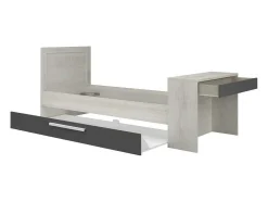 Cama Dupla 2X90X200 Cm, Com Secretária Cor Natural E Antracite - Vouani