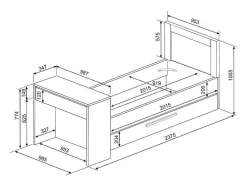 Cama Dupla 2X90X200 Cm, Com Secretária Cor Natural E Antracite + Sommier - Vouani